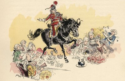 رسم توضيحي لألبرت روبيدا في "" تاريخ ومغامرات البارون دي مونتشاوسين "(Munchhausen) ، H. Laurens Ed. ، أواخر القرن التاسع عشر." بواسطة ألبرت روبيدا