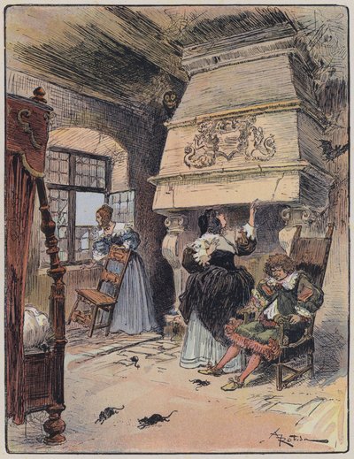 رسم توضيحي لـ Le Capitaine Bellormeau بواسطة ورسم A Robida (لون ليثو) بواسطة ألبرت روبيدا