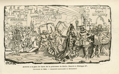 رسم توضيحي لألبرت روبيدا (1848-1926) في Histoire de France tintamarresque، كاليفورنيا. 1880 - المحطة، النظام القديم، صقلية - فيليب الأول بواسطة ألبرت روبيدا