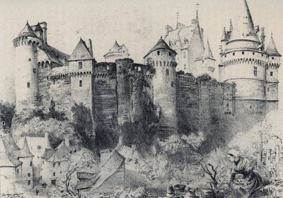 La Chateau fort de Vitre في Ille-et-Vilaine - La Vieille France - La Bretagne - النص والرسومات والطباعة الحجرية ، بواسطة ألبرت روبيدا (1848-1926) غير مؤرخ نهاية القرن التاسع عشر بواسطة ألبرت روبيدا