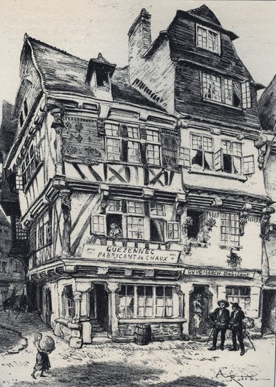 معاجين La venelle aux في Morlaix - La Vieille France - La Bretagne - النص والرسومات والطباعة الحجرية ، بواسطة ألبرت روبيدا (1848-1926) غير مؤرخ أواخر القرن التاسع عشر بواسطة ألبرت روبيدا