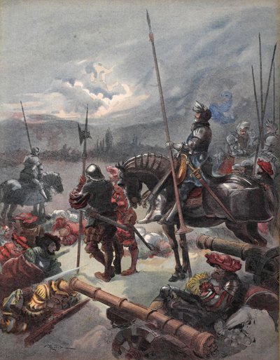 في ليلة Marignan ، رسم توضيحي لـ Francois Ier: Le Roi Chevalier ، بواسطة George G. Toudouze ، حانة. 1909 (لون ليثو) بواسطة ألبرت روبيدا