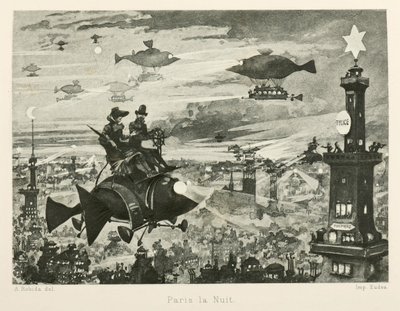 باريس ليلا ، القرن العشرين ، 1880. بواسطة ألبرت روبيدا