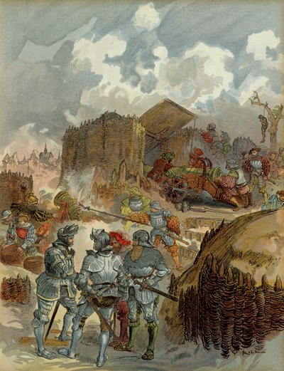 الحرب الإيطالية السادسة (1521-1526): بيير تيرايل دي بايارد (1476-1524) في مقر ميزيريس عام 1521. بواسطة ألبرت روبيدا