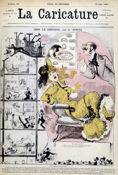 سيدة عند طبيب الأسنان - رسمها روبيدا في "La caricature" "بتاريخ 12/06/1880. بواسطة ألبرت روبيدا