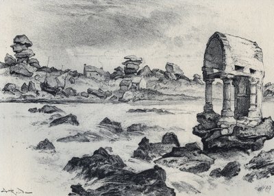 كنيسة القديس غيريك أ بلوماناش (بلوماناكه) (خطابة سانت جيريك) - فرنسا القديمة - بريتاني - نصوص ورسومات وطباعة حجرية ، بقلم ألبرت روبيدا (1848-1926) غير مؤرخ نهاية القرن التاسع عشر بواسطة ألبرت روبيدا