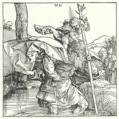 القديس كريستوفر يحمل الطفل المسيح (نقش) بواسطة ألبريشت (بعد) Durer أو Duerer