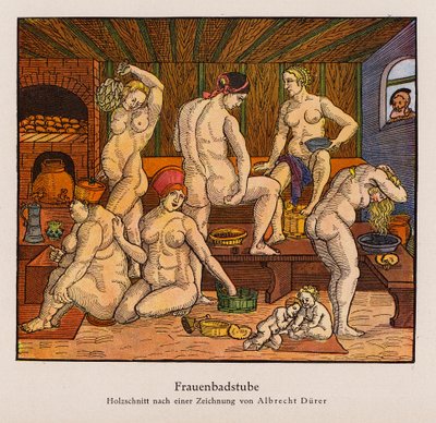 حمامات النساء (لون ليثو) بواسطة ألبريشت (بعد) Durer أو Duerer