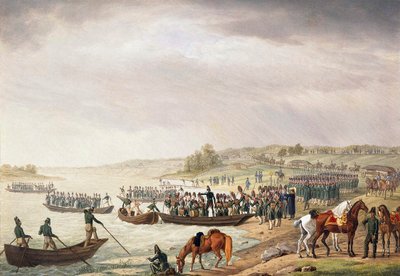 الفيلق الإيطالي يوجين دي بوهارنايس عبور نيمين في 30 يونيو 1812 ، 1815. بواسطة ألبريشت آدم