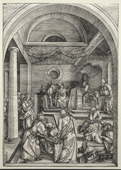 تنازع المسيح مع الأطباء ، ج. 1503-1504. بواسطة ألبريشت دورر