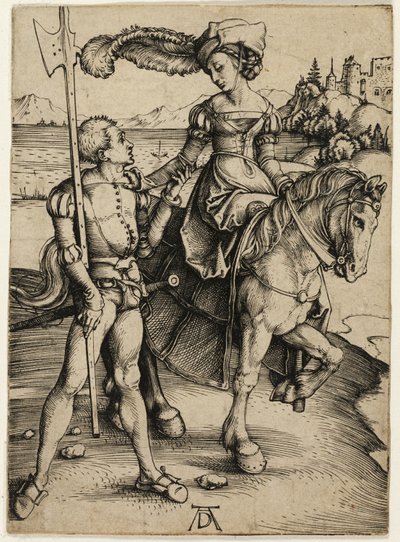سيدة على صهوة الجواد و Landsknecht بواسطة ألبريشت دورر
