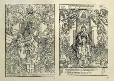 الفلسفة وإمبراطور هابسبورغ ، من حب الكتب الأربعة "بقلم كونراد سيلتيس من نورمبرغ ، 1502 بواسطة ألبريشت دورر