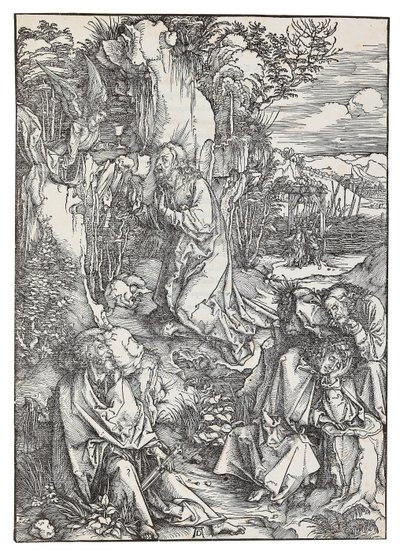 The Agony in the Garden ، من سلسلة The Great Passion ، ج. 1496. بواسطة ألبريشت دورر