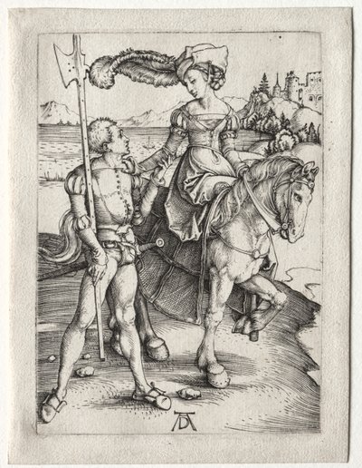 سيدة ركوب الخيل و Landsknecht بواسطة ألبريشت دورر
