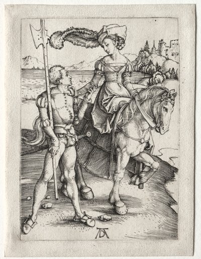 سيدة ركوب و Landsknecht ، ج. 1497. بواسطة ألبريشت دورر