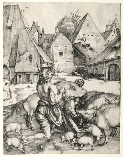 الابن الضال ، ج. 1496. بواسطة ألبريشت دورر