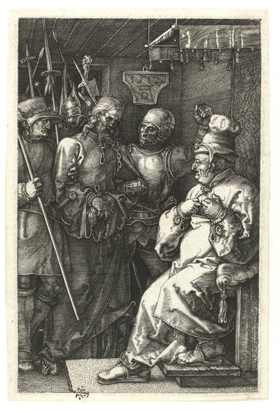 المسيح أمام قيافا. 1512 (نقش بورين على النحاس) بواسطة ألبريشت دورر