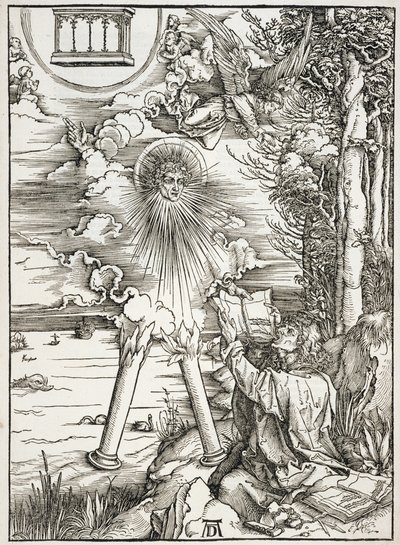 Scene from the Apocalypse, St. John devouring the Book, Latin edition بواسطة ألبريشت دورر