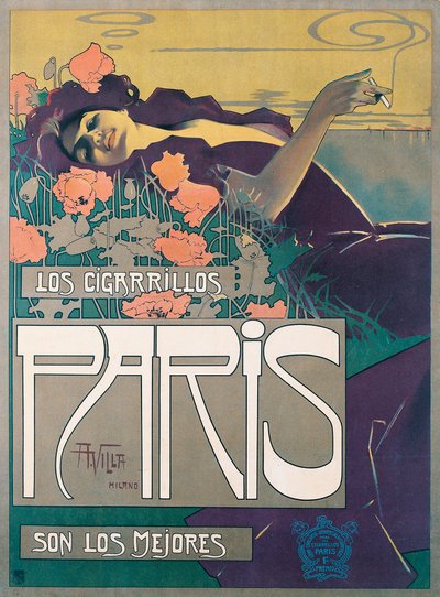 ملصق Cigarrillos Paris بواسطة Aleardo Villa بواسطة فيلا اليردو