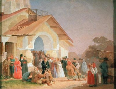 الخروج من كنيسة في بسكوف ، 1863-1864 بواسطة ألكسندر إيفانوفيتش موروزوف