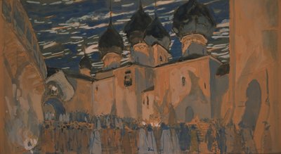 تصميم المسرح للأوبرا The Pskov Maiden من تأليف N.Rimsky-Korsakov ، 1901 بواسطة ألكسندر ياكوفليفيتش جولوفين