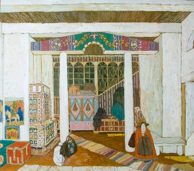 تصميم المسرح لمسرحية The Storm ، من تأليف ألكسندر أوستروفسكي ، 1916. بواسطة ألكسندر ياكوفليفيتش جولوفين