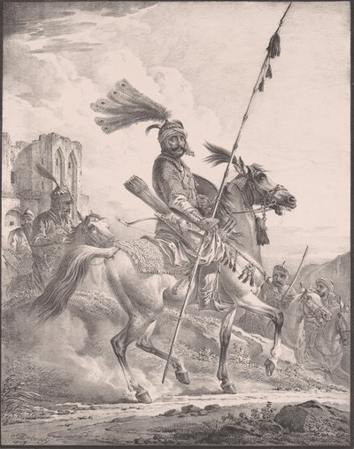 كردي يرتدي درعًا عسكريًا على ظهور الخيل ، ١٨١٩. ، ١٨١٩. بواسطة ألكسندر أورلوفسكي
