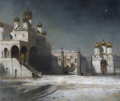 ساحة الكاتدرائية في الكرملين في موسكو ليلاً ، 1878 بواسطة أليكسي كوندراتيفيتش سافراسوف
