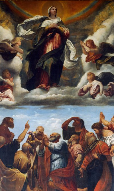 الافتراض ، Altarpiece (زيت على خشب بواسطة أليساندرو بونفيتشينو موريتو