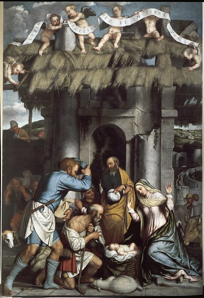 The Adoration of the Shepherds. (oil on canvas بواسطة أليساندرو بونفيتشينو موريتو