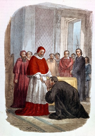 يقبل كليمنت السابع (1478-1534 ، جول دي ميديسيس) تكريس "Istorie fiorentine" بقلم نيكولو دي برناردو دي مكيافيلي (نيكولاس ميكافيل) بواسطة اليساندرو فوكوسي