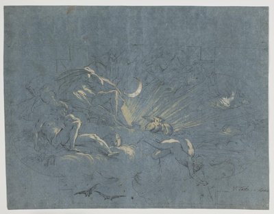 Selene و Endymion ، تصميم لطلاء السقف بواسطة أليساندرو غيرارديني