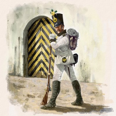 جندي مشاة نمساوي من فوج المشاة النمساوي رقم 14 في حصن عام 1809، 2018 بواسطة أليساندرو لوناتي
