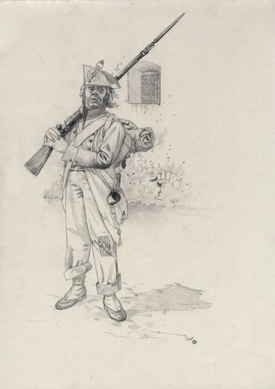 الإمبراطورية الأولى (1804-1814 أو 1815): جندي من جيش نابليون ، جندي مشاة لواء من الفرسان في حصن. رسم أليساندرو لوناتي بواسطة أليساندرو لوناتي