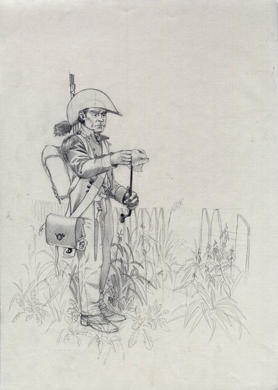 الإمبراطورية الأولى (1804-1814 أو 1815): جندي من جيش نابليون ، جندي صياد مشاة (صائد مشاة). رسم أليساندرو لوناتي بواسطة أليساندرو لوناتي
