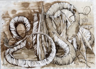 رسم توضيحي لحيوان رائع وأسطوري: تنين بجسم ثعبان طويل. الرسم الملون من قبل أليساندرو لوناتي. بواسطة أليساندرو لوناتي