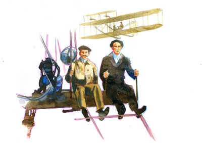 صورة لأورفيل (1871-1948) وويلبر رايت (1867-1912) رواد الطيران الأمريكيون (الأخوان رايت ، والأخوان أورفيل وويلبور الأمريكيون والمخترعون ورواد الطيران) بواسطة أليساندرو لوناتي