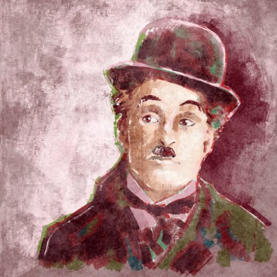صورة للممثل والمخرج تشارلي شابلن (رسم توضيحي) بواسطة أليساندرو لوناتي