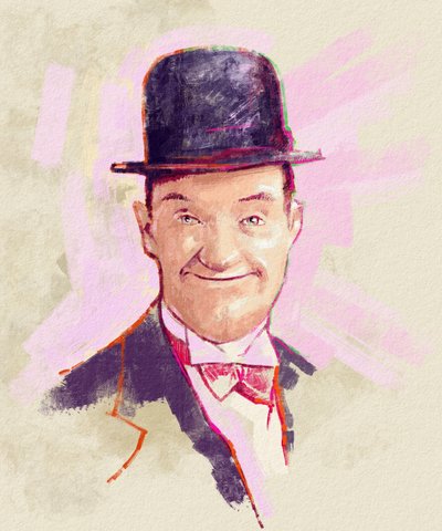 صورة للممثل الكوميدي ستان لوريل (رسم توضيحي) بواسطة أليساندرو لوناتي
