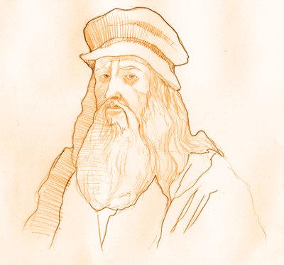صورة للفنان والعالم الإيطالي ليونارد دي فينشي (ليوناردو دافنشي) (1452-1519) (صورة ليوناردو دافنشي الإيطالي متعدد اللغات) بواسطة أليساندرو لوناتي