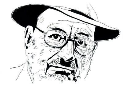 صورة للمفكر الإيطالي أومبرتو إيكو (1932-2016) بواسطة أليساندرو لوناتي