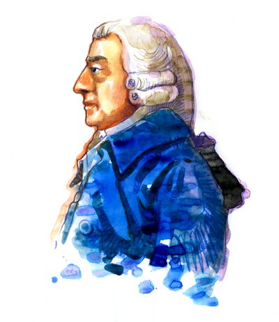 صورة للفيلسوف والاقتصادي آدم سميث (1723-1790) رسم بواسطة أليساندرو لوناتي