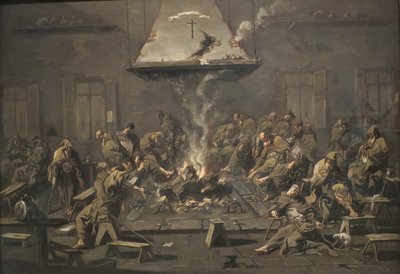 لوحة "التصميم الداخلي مع الرهبان" لأليساندرو ماغناسكو، حوالي 1725، متحف نورتون سيمون بواسطة اليساندرو ماجناسكو