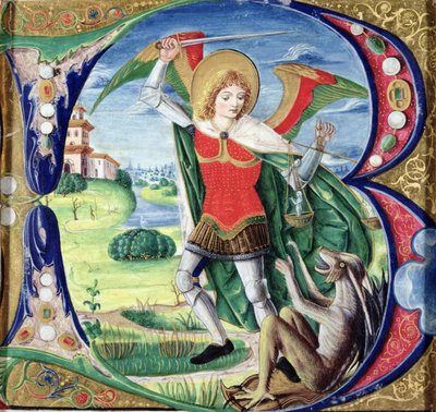 تأريخ أولي مبدئي يصور القديس ميخائيل والتنين ، 1499-1511 بواسطة اليساندرو بامبرينو