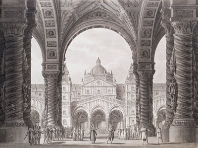 تصميم المسرح لأوبرا seria I due Valdomiri بواسطة Peter Winter. تياترو ألا سكالا 1818. بواسطة اليساندرو سانكوريكو