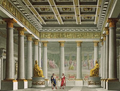 قاعة الجمهور في قصر إيجيثيوس ، تصميم الباليه "Orestes" في مسرح La Scala ، ميلان ، 1826 بواسطة اليساندرو سانكوريكو