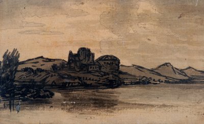 Italian Landscape with Domed Building (pencil & wash on paper) بواسطة ألكسندر كوزينز