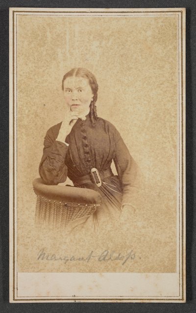 صورة كارت دو زيارة لمارجريت ألسوب ، كاليفورنيا. 1865. بواسطة الكسندر جاردنر