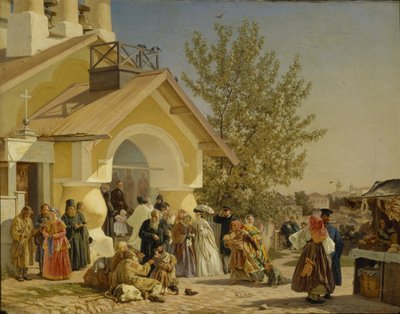 الخروج من الكنيسة في بسكوف 1864 بواسطة الكسندر ايفانوفيتش موروزوف