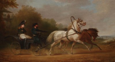 Tsar Alexander I driving a droschki (oil on canvas) بواسطة ألكسندر إيفانوفيتش ساويرويد